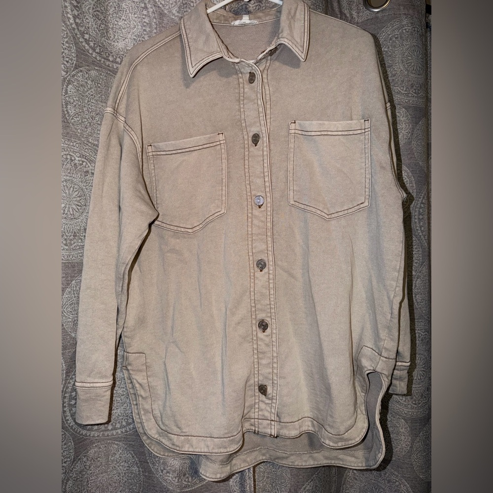 Maurices Tan Button-Up Shacket